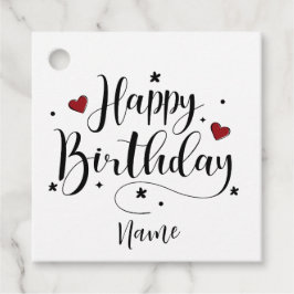 Happy Birthday Minimalistisch Typografie Kalligraf Geschenkanhänger