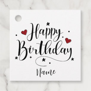 Happy Birthday Minimalistisch Typografie Kalligraf Geschenkanhänger