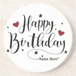 Happy Birthday Minimalistisch Typografie Kalligraf Getränkeuntersetzer