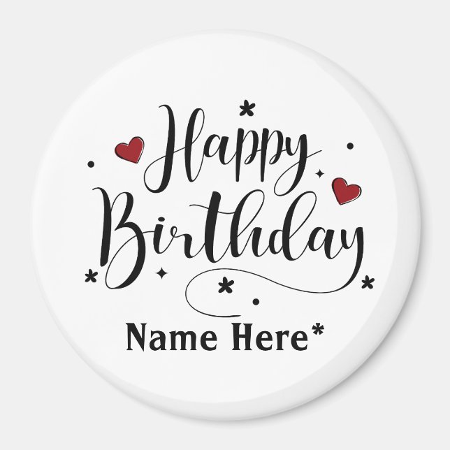 Happy Birthday Minimalistisch Typografie Kalligraf Magnet (Vorne)