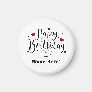 Happy Birthday Minimalistisch Typografie Kalligraf Magnet