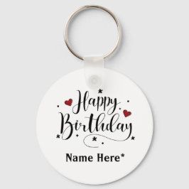 Happy Birthday Minimalistisch Typografie Kalligraf Schlüsselanhänger