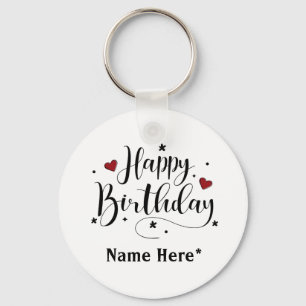 Happy Birthday Minimalistisch Typografie Kalligraf Schlüsselanhänger