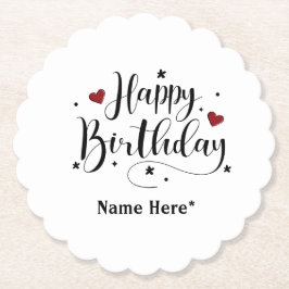 Happy Birthday Minimalistisch Typografie Kalligraf Untersetzer