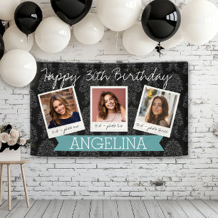 Happy Birthday mit 3 Fotos - kann wieder Farbe bea Banner