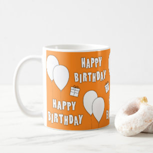 Happy Birthday mit Balloons Orange Hintergrund Kaffeetasse