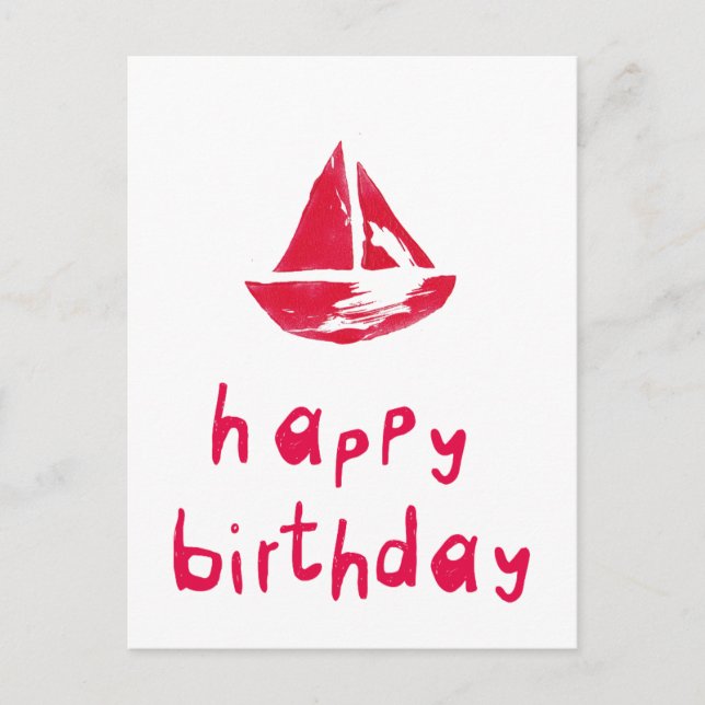 Happy Birthday mit Boot Postkarte (Vorderseite)