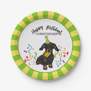 Happy Birthday mit Ihrer Dackel Hund Party Pappteller