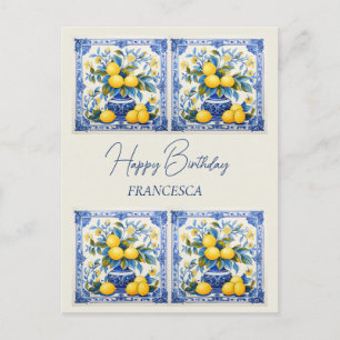 Happy Birthday Mit Namen 💛 💙 Schönes Azulejo Postkarte