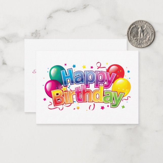 Happy Birthday Mitteilungskarte (Vorderseite/Rückseite Beispiel)