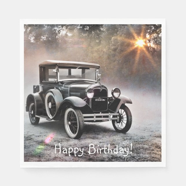 Happy Birthday Model A Car Serviette (Vorderseite)