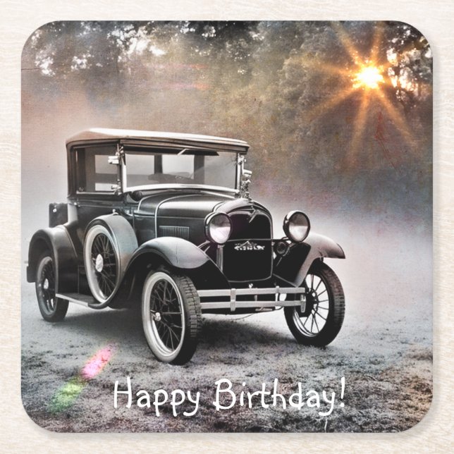 Happy Birthday Model A Car Untersetzer (Vorderseite)