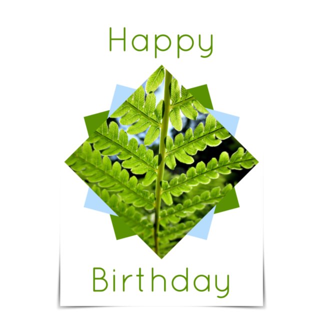 "Happy Birthday" Modern Geometric Fern Card Karte (Von Creator hochgeladen)