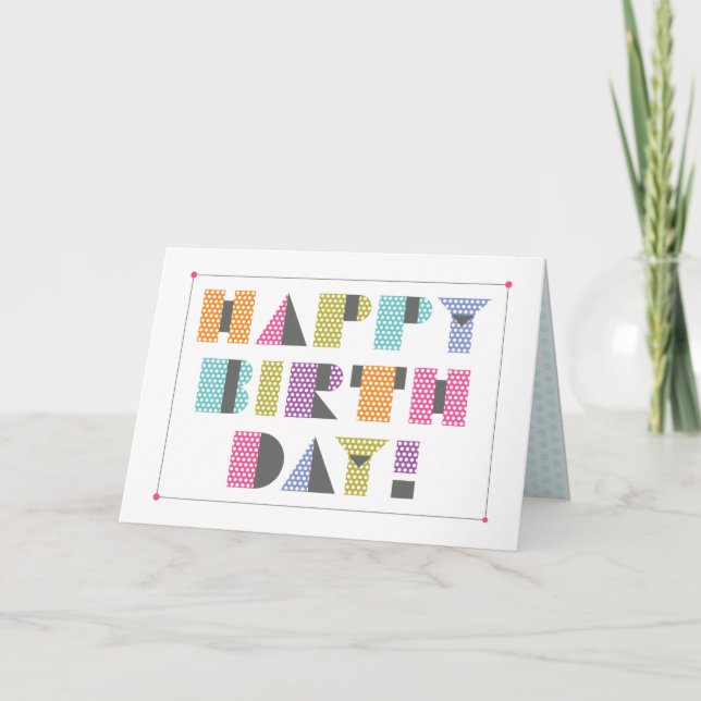 Happy Birthday Modern Letters Karte (Vorderseite)