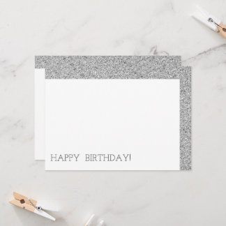 Happy Birthday Modern Luxury Custom Silver Glitzer Karte