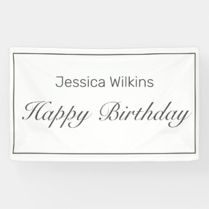 Happy Birthday Modern Minimalistisch White Black Banner