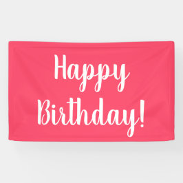 Happy Birthday Modern Pink White Typografy Banner