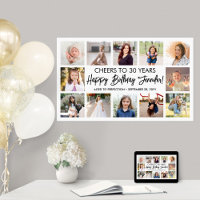 Happy Birthday Modern Script Foto Collage Party