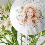 Happy Birthday Modern Simple Custom Foto Ballon<br><div class="desc">Dieses einfache und moderne Design besteht aus Serifentypografie und fügt ein individuelles Foto hinzu. Benutzen Sie diesen Aufkleber als Geschenkmarke für das Geschenk zum Geburtstagsfeier</div>