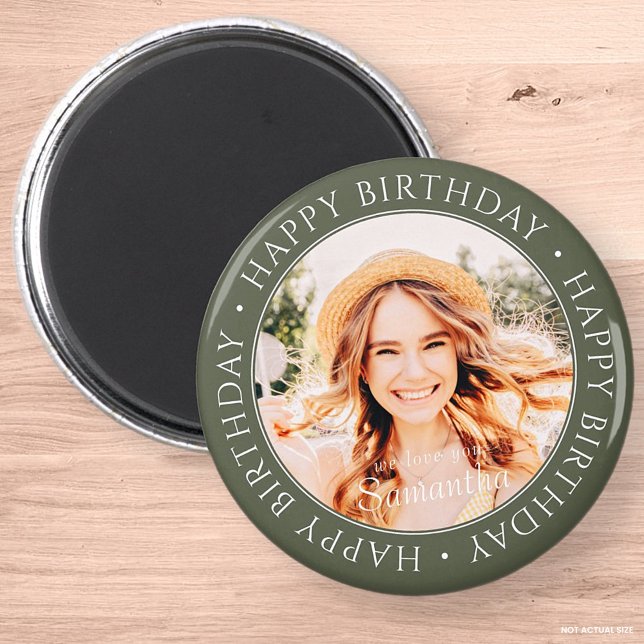 Happy Birthday Modern Simple Custom Foto Magnet (Von Creator hochgeladen)