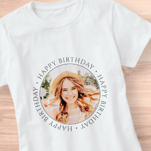 Happy Birthday Modern Simple Custom Foto T-Shirt