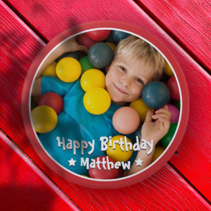 Happy Birthday Modern Simple Star Foto Button