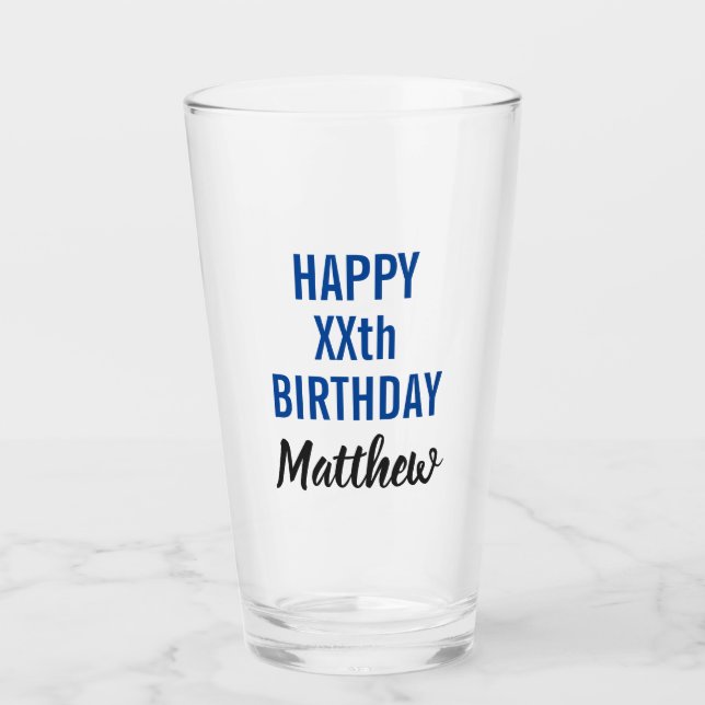 Happy Birthday Modern Typografy Beer Pint Glas (Vorderseite)
