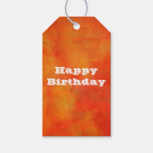 Happy Birthday Modernes Abstraktes Bild in Orange Geschenkanhänger