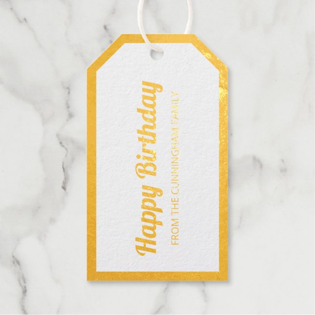 Happy Birthday | Modernes und einfaches Foto Geschenkanhänger (Vorderseite)