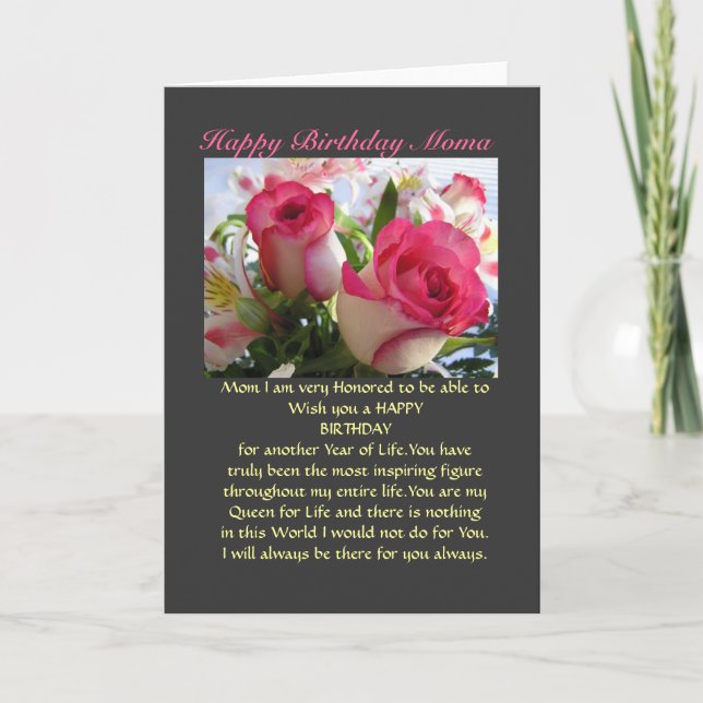Happy Birthday Moma Karte (Vorderseite)