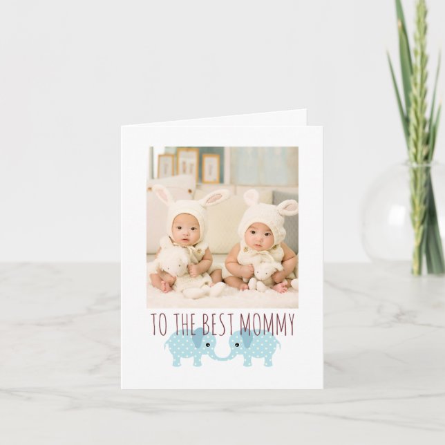 Happy Birthday Mommy Foto von Twins Karte (Vorderseite)