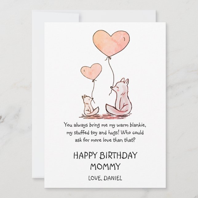 Happy Birthday Mommy Foxes Karte (Vorderseite)