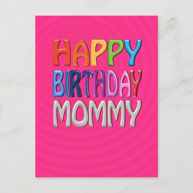 Happy Birthday Mommy - Happy Colorful Gruß Postkarte (Vorderseite)