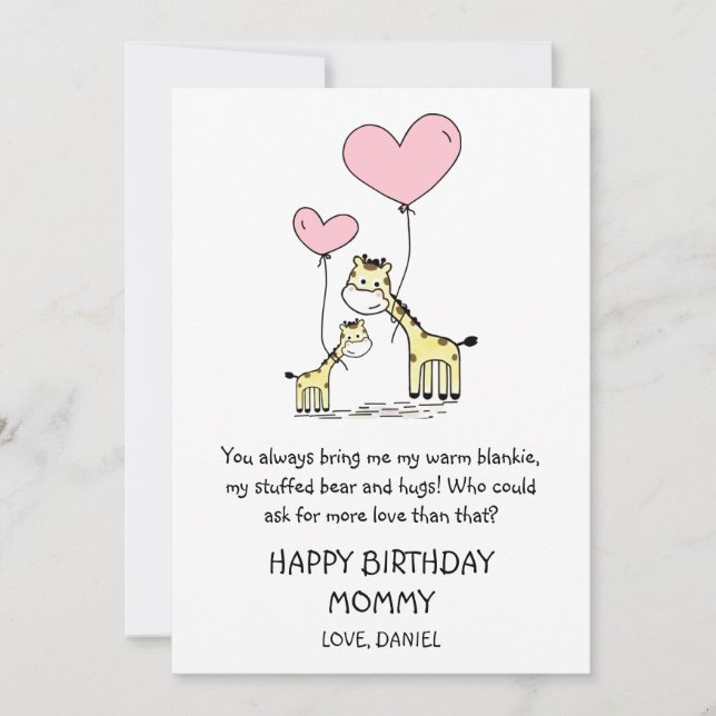Happy Birthday Mommy Niedlich Giraffen (Vorderseite)