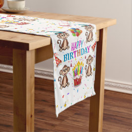 Happy Birthday Monkey Cupcake Table Runner Kurzer Tischläufer