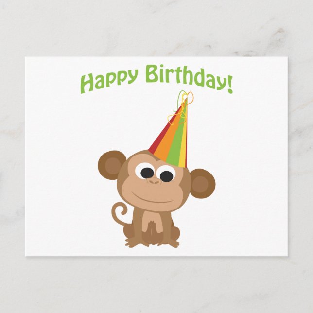 Happy Birthday Monkey Postkarte (Vorderseite)