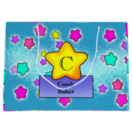 Happy Birthday Monogram mit Hübschen Pastelstars Große Geschenktüte