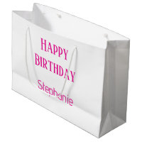 Happy Birthday Monogram Name White Hot Pink 2025