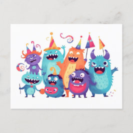 Happy Birthday. Monsterparty mit Monstern Postkarte