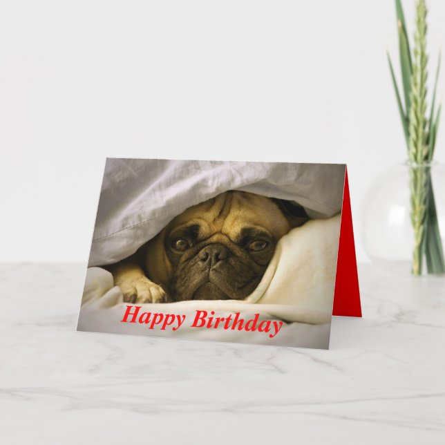 Happy Birthday Mops Puppy Dog Grußkarte Karte (Vorderseite)