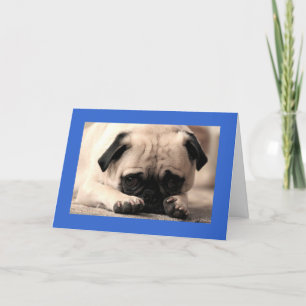 Happy Birthday Mops Welpe Hund Blue Grußkarte Karte