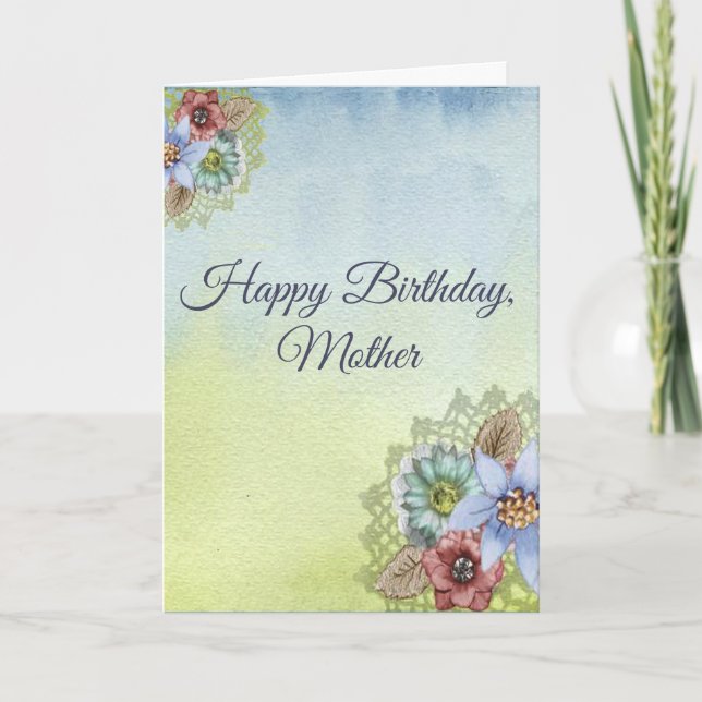 Happy Birthday Mother, Hübsche Pastel-Blume Karte (Vorderseite)