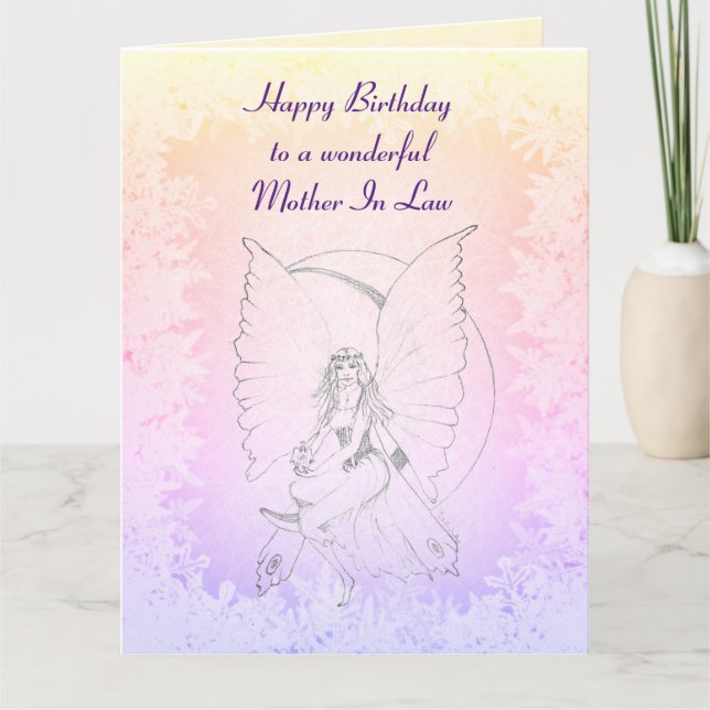 Happy Birthday Mother in Law Fairy Design Karte (Vorderseite)