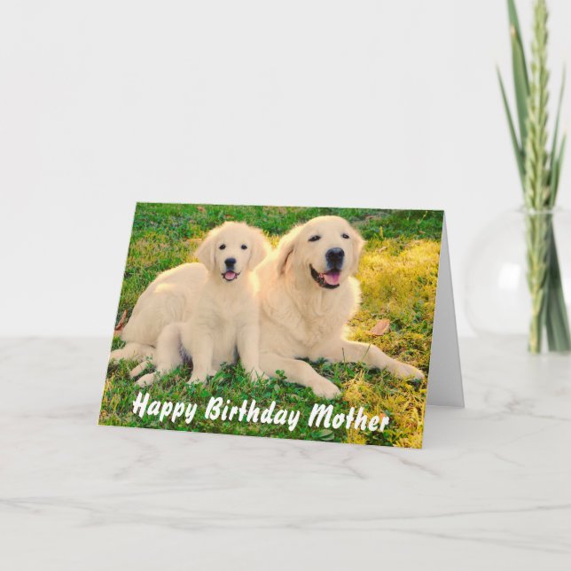 Happy Birthday Mother Niedlich Golden Retriever Hu Karte (Vorderseite)