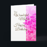 Happy Birthday Mother (pink) Karte<br><div class="desc">Rosa Blume,  goldene Schrift Typografie Geburtstagskarte für Mutter.</div>