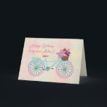 Happy Birthday Mother Vintag Bicycle Blume Karte<br><div class="desc">Hübsche Blume in einem Korbgeflecht,  das an einem schönen Aqua- und Rosa-Fahrrad im Vintagen Stil befestigt ist. Eine perfekte Karte für Mütter! Design von Digital Artists,  Cherie</div>