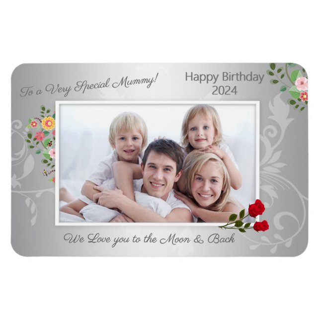 Happy Birthday Mum Foto Magnet (Horizontal)