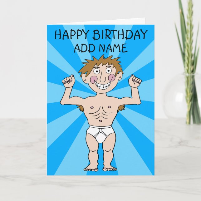 Happy Birthday Muscle Man Karte (Vorderseite)