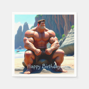 Happy Birthday Muscleman Serviette
