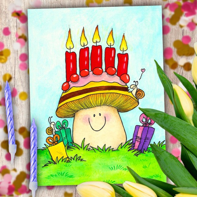 Happy Birthday Mushroom Postkarte (Von Creator hochgeladen)